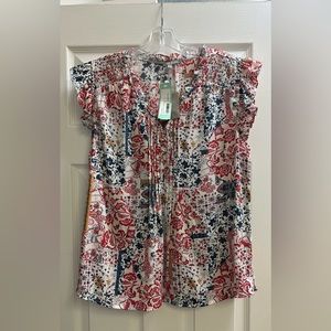 Daniel Rainn SS blouse with ruffle and pleats